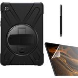Smcase Samsung Galaxy Tab A8 10.5 Sm X200 Uyumlu Kılıf Defender Tablet Tank Koruma Standlı DF22 + Nano + Kalem Siyah