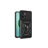 SMCASE Xiaomi Redmi Note 11e ile Uyumlu Kılıf, Sert Silikon, Tank Aramid, Sürgülü, Vega Yüzüklü, Siyah