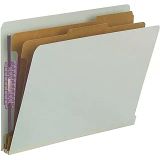 Smead SafeSHIELD Bağlantı Elemanları ile %100 Geri Dönüştürülmüş Uç Sekme Pressboard Sınıflandırma Dosya Klasörü, 2 Bölücü, 5 cm Genişletme, Harf Boyutu, Gri/Yeşil, Kutu başına 10 (26810)
