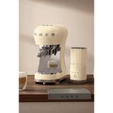 Smeg 50's Style Krem Yeni Kompakt Süt Köpürtücülü Espresso Kahve Makinesi Seti