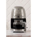 Smeg 50'S Style Retro Paslanmaz Çelik Filtre Kahve Makinesi DCF02SSEU 1 Fincan Kapasitesi ile Otomatik Kapanma - Gri