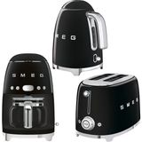 Smeg 50's Style Siyah Kettle - Ekmek Kızartma ve Filtre Kahve Makinesi Seti ile Retro Şıklık