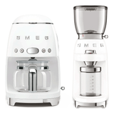 SMEG Beyaz Filtre Kahve Makinesi + Kahve Öğütme Makinesi Seti