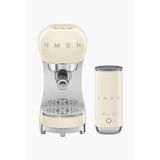Smeg Espresso Kahve Makinesi Seti & Yeni Kompakt Süt Köpürtücülü, Krem