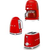 smeg Kırmızı Kettle, Ekmek Kızartma Makinesi ve Filtre Kahve Makinesi Seti Retro Şıklık