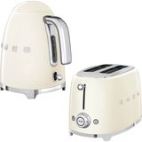 Smeg Krem Renkli Kettle ve 1x2 Ekmek Kızartma Makinesi Seti Paslanmaz Çelik 2 Parça