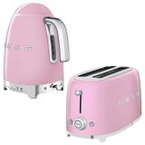 Smeg Pembe Isı Ayarlı Kettle ve 2x4 Ekmek Kızartma Makinesi Seti