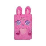 Smiggle Peluş Tavşan Defter, Pembe, Yıldız ve Kalp Desenli | Tavşan Kulaklı Kapak, Nakış Detaylı Yüz, Kız Çocukları için, Yumuşak Peluş Kaplama, Pembe Kalp Aksesuarı