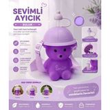 Smile Askılı Pipetli Çocuk Matarası Ayıcık Şapkalı Su Şişesi 800 M - Açk Mor