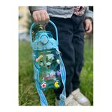 Smile Ayıcık Model Su Matarası Su Şişesi Suluk 1000Ml Bpa Içermez Suluk 3D Sticker Hediye Mavi Plast