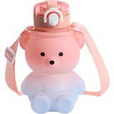 Smile Ayıcık Su Matarası Su Şişesi Suluk Bpa Içermez Suluk 800ML (Sticker Hediyeli) - Pembe - Mavi