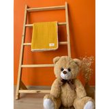 Smile Baby Örgü Desen Bebek Pikesi Organik Pamuk Bebek Battaniyesi Hardal 100*120 cm - 100 x 120 cm