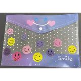 Smile Desenli Şeffaf Dosya Çantası - Gülen Yüz Ve Kalp Detaylı Fermuar Kapaklı Organize Edici
