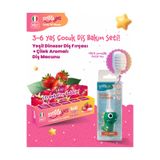 Smile yes 1-5 Yaş Çocuk Diş Fırçası Yeşil + 3-6 Yaş Florürsüz Yutulabilir Çocuk Diş Macunu Çilek Seti