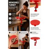 Smile3D 25 cm Mengene Sabitlemeli Kırmızı Seramik Turneti | Kil Şekillendirme ve Pasta Dekorasyon Standı