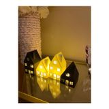 Smilechild Yılbaşı Led Mumlu 4 lü Siyah beyaz Ev Dekorasyon 7-10 CM 4 ADET LED MUM DAHİLDİR PLASTİKTİR