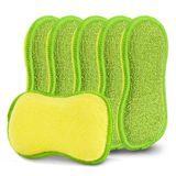 SmilePowo tarafından Mutfak için Çok Amaçlı Ovma Süngerleri Çizilmez Mikrofiber Sünger Ağır Hizmet Tipi Ovma Gücü ile Birlikte - Bulaşık, Tencere ve Tavaların Zahmetsiz Temizliği Hepsi Bir Arada 6'lı