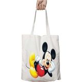 Smiling-Mickey-Mouse-Png Iki Tarafı Kalıcı Baskılı Yıkanabilir Okul Plaj Omuz Bez Çantası