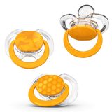 Smilo Ortodontik tasarımlı bebek emziği sağlıklı diş gelişimi için - Aşama 1 0-3 aylık bebekler için - 3 adet %100 silikon yenidoğan emziği BPA içermez - turuncu