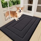smiry Çamurlu Pençeler için Köpek Kapı Paspası, Nem ve Kir Emici Düşük Profilli Giriş Paspası, Kaymaz, Köpekler için Çamur Paspası, Ev Girişi için İç Kapı Paspasları (80 x 60 cm, Koyu Gri)