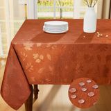 smiry Sonbahar Jakarlı Masa Örtüsü, 52x180 cm Su Geçirmez Sonbahar Yaprakları Damask Masa Örtüsü, Hasat Partileri için Dikdörtgen Kumaş Masa Örtüleri ve Şükran Günü Yemeği, Pas
