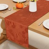 smiry Sonbahar Masa Örtüsü, 13x182 cm Sonbahar Balkabağı Damask Masa Örtüsü, Hasat Partileri için Kumaş Masa Örtüsü Koşucu ve Şükran Günü Yemeği, Terrakota