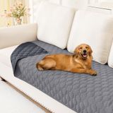 Smiry Su Geçirmez Köpek Battaniyesi, Köpekler için Ters Çevrilebilir Kanepe Kılıfı, Yumuşak Evcil Hayvan Yatak Örtüsü, Yavru ve Kedi için Yıkanabilir Mobilya Koruyucu (76 cm x 177 cm, Gri/Koyu Gri)