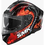 Smk Typhoon Reptile Siyah-Gri-Kırmızı Dragon Kapalı Kask (Güneş Vizörlü) - XL