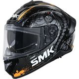 Smk Typhoon Reptile Siyah-Gri-Turuncu Dragon Kapalı Kask (Güneş Vizörlü) - XL