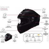 Smk Typhoon Thorn Mat Siyah-Mavi-Kırmızı Kapalı Kask (Güneş Vizörlü) - XL