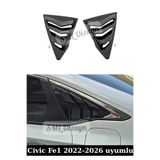SML Dizayn 2022-2023-2024-2025 Honda Civic Fe1 Kelebek Cam Vizörü Kaplama Plastik Parlak Siyah