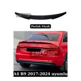 SML Dizayn Audi A4 B9 Yarasa Spoiler 2017-2024 Parlak Siyah Plastik A4 Bagaj-Üstü-Spoyler-Çıta-Kanat