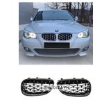 SML Dizayn BMW 5 Serisi E60 (2003-2010) Diamond Krom Ön Panjur Plastik Piano Black E60 Ön-Panjur-Böbrek-Izgara