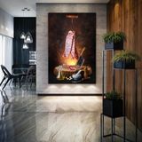 SML Tablo Kasap Et Lokanta Mutfak Restorant Dekor Kanvas Tablo - 60 x 90 cm - Beyaz