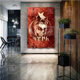 SML Tablo Kurt Türk Bayrağı Göktürk Asil Dikey Kanvas Tablo - 70 x 100 cm - Renkli