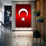 SML Tablo Metalik Kırmızı Türk Bayrağı Asil Kanvas Tablo - 80 X 120
