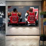 SML Tablo Michael Jordan Ve Pıppen Chicago Bulls Basketbol Nba Kırmızı Forma Kanvas Tablo - 150 x 100 cm - Beyaz