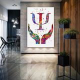SML Tablo Psikolog Büro Psikoloji Psi Sembolu Rengarenk Eller Dekorasyon Kanvas Tablo - 60 x 90 cm - Beyaz