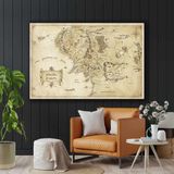 SML Tablo Yüzüklerin Efendisi Orta Dünya Haritası Kanvas Tablo - 120 x 80 cm