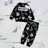 Sml Tekstil Mickey Mouse Çizgi Karakterli Siyah Erkek Çocuk Eşofman Pijama Alt Üst Takımı - 7 - 8 Yaş