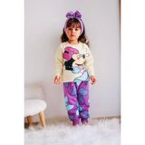 Sml Tekstil Minnie Mouse Çizgi Karakterli Bej Kız Çocuk Eşofman Pijama Alt Üst Takımı - 5 - 6 Yaş