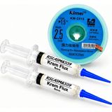 Smnr Elektronikci Kimei KM-2515 2,5mm Lehim Sökme Teli Krem 5cc 2’li Flux Seti TK19