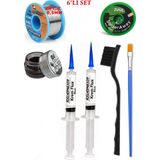 Smnr Lehim Seti 40G 0,5mm Lehim Teli 2uul-2,0mm Fitil RSIASM559 Krem Flux Havya Ucu Temizleyici Seti 2fırça TK133