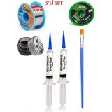 Smnr Lehim Seti 40G 0,5mm Lehim Teli 2uul-2,0mm Fitil RSIASM559 Krem Flux Havya Ucu Temizleyici Seti Fırça TK42