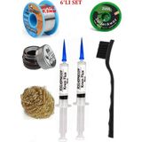 Smnr Lehim Seti 40G 0,5mm Lehim Teli 2uul-2,0mm Fitil RSIASM559 Krem Flux Havya Ucu Temizleyici Seti Tekfırça TK141