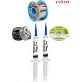 Smnr Lehim Seti 40G 0,5mm Lehim Teli Cp-1,5mm Fitil RSIASM559 Krem Flux Havya Ucu Temizleyici Seti TK14