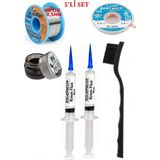 Smnr Lehim Seti 40G 0,5mm Lehim Teli Cp-2,5mm Fitil RSIASM559 Krem Flux Havya Ucu Temizleyici Seti Fırça TK92