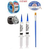 Smnr Lehim Seti 40G 0,5mm Lehim Teli Cp-3,0mm Fitil RSIASM559 Krem Flux Havya Ucu Temizleyici Seti Fırça TK70