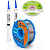 Smnr Lehimleme Seti 0,8 mm 40 G Lehim Teli + 1,5 mm 1,5 M Lehim Sökme Fitili ve Krem Flux Seti TK15