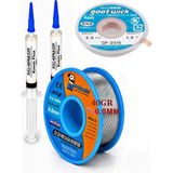 Smnr Lehimleme Seti 0,8 mm 40 G Lehim Teli + 2,5 mm 1,5 M Lehim Sökme Fitili ve Krem Flux Seti TK07